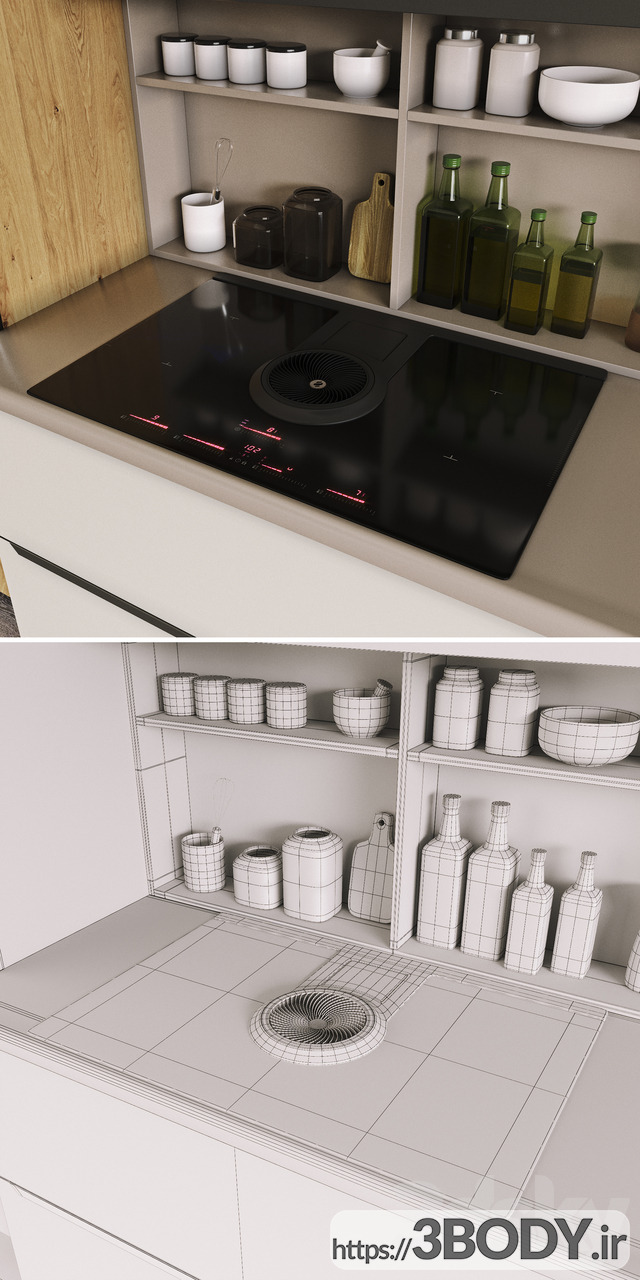 مدل سه بعدی کابینت آشپزخانه عکس 4