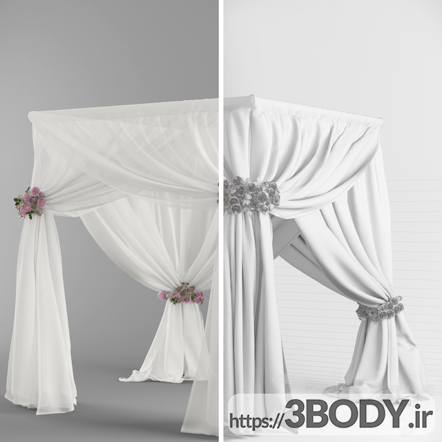 آبجکت سه بعدی آلاچیق سایبان عروسی  سفید عکس 2