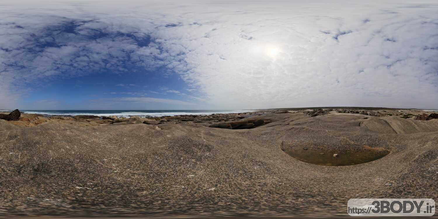فایل HDRI آسمان ابری در ساحل عکس 1