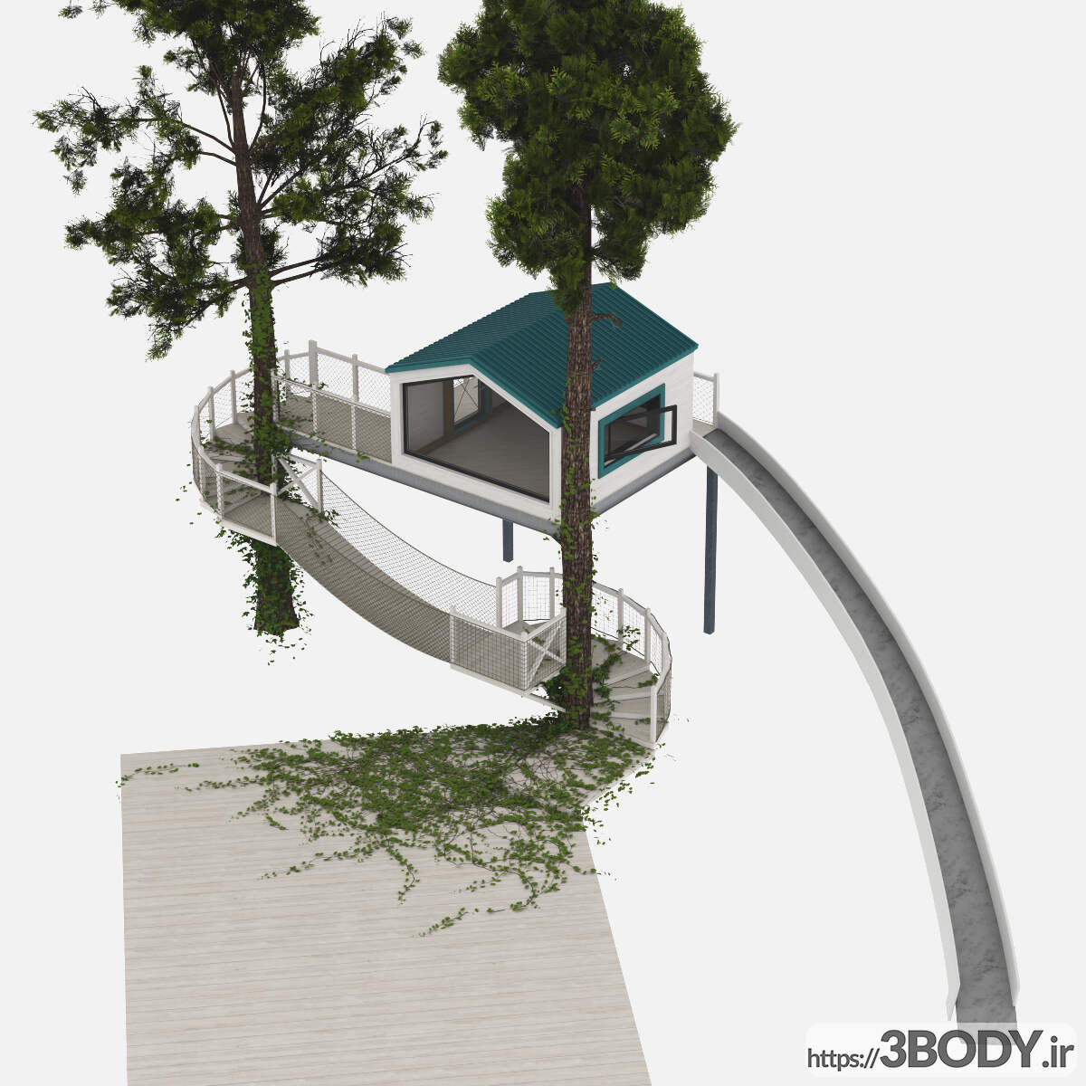 آبجکت سه بعدی آلاچیق خانه درختی   سفید عکس 2