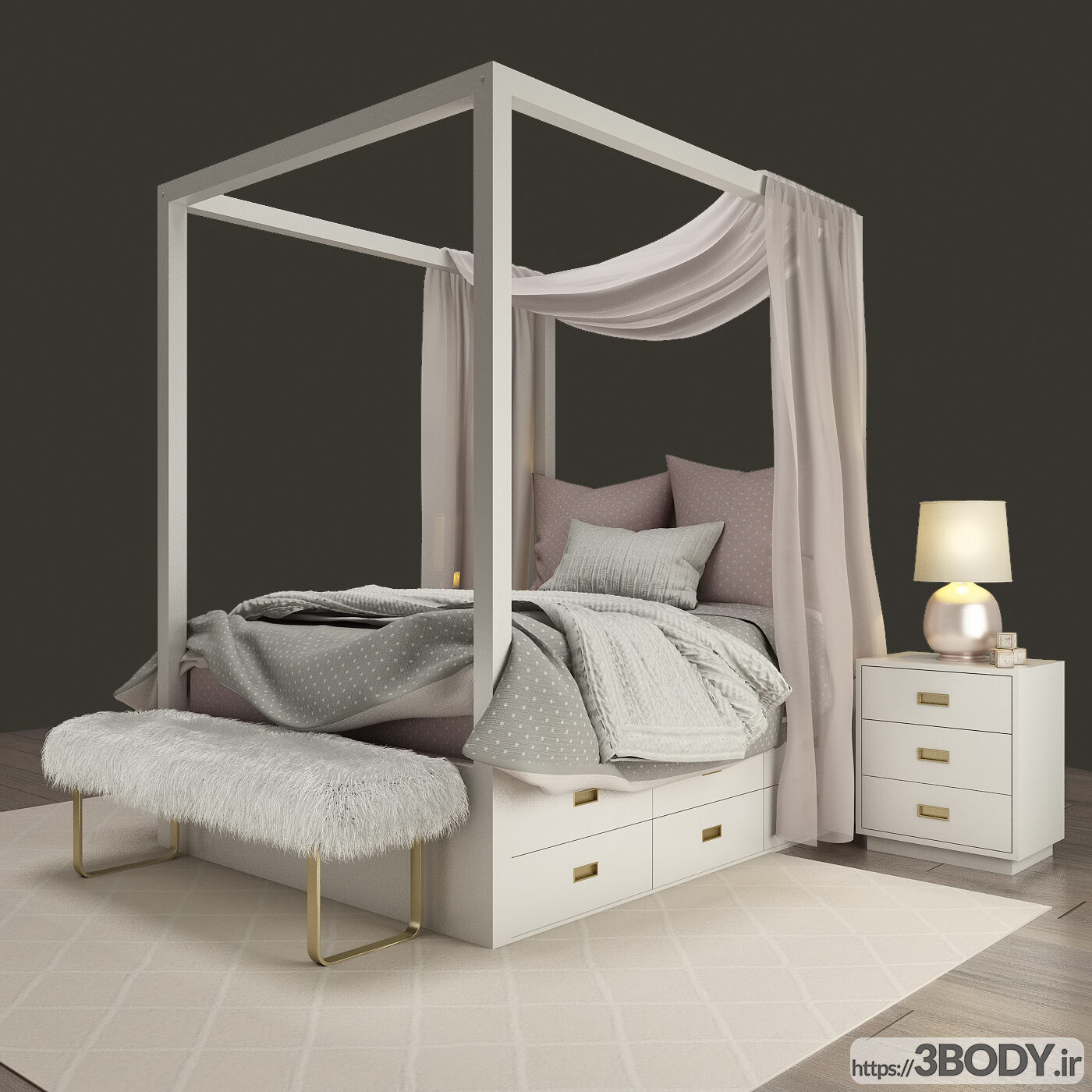 مدل سه بعدی تخت خواب عکس 1