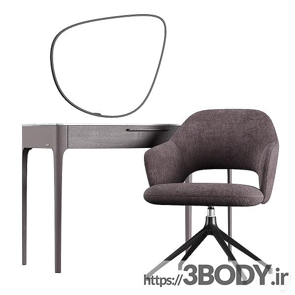آبجکت سه بعدی میز و صندلی آرایشی عکس 2