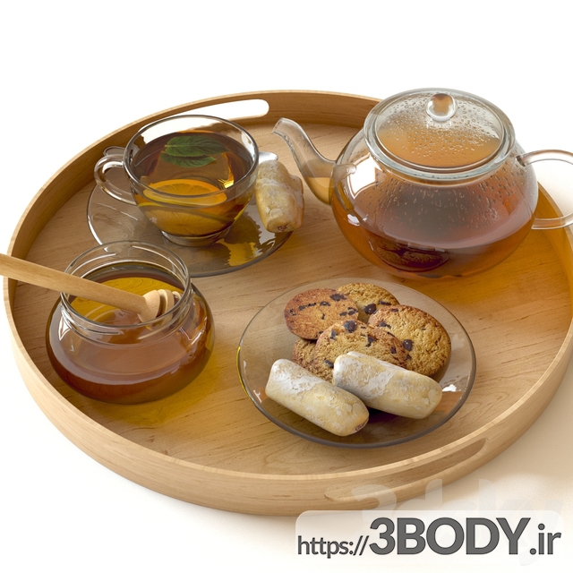 آبجکت سه بعدی چای و عسل عکس 1
