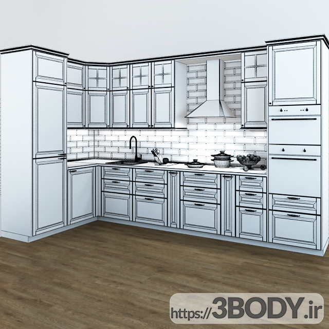 آبجکت سه بعدی کابینت آشپزخانه عکس 3