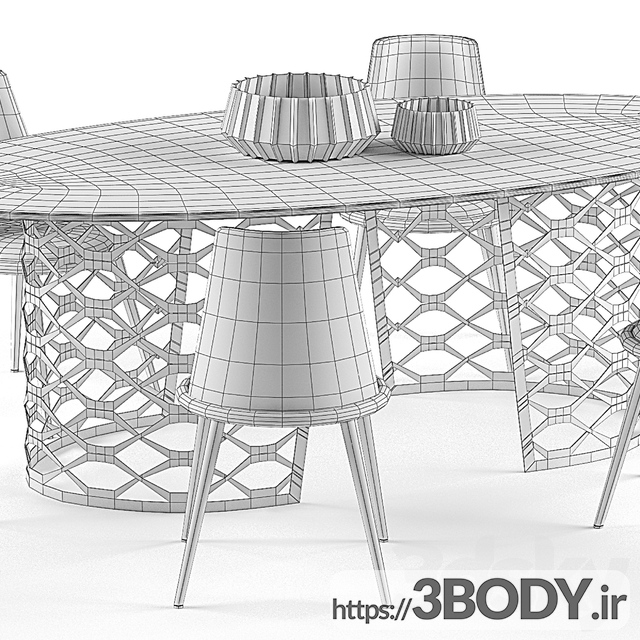آبجکت سه بعدی ست میز و صندلی عکس 2