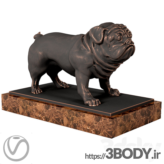 آبجکت سه بعدی مجسمه سگ پاگ عکس 3