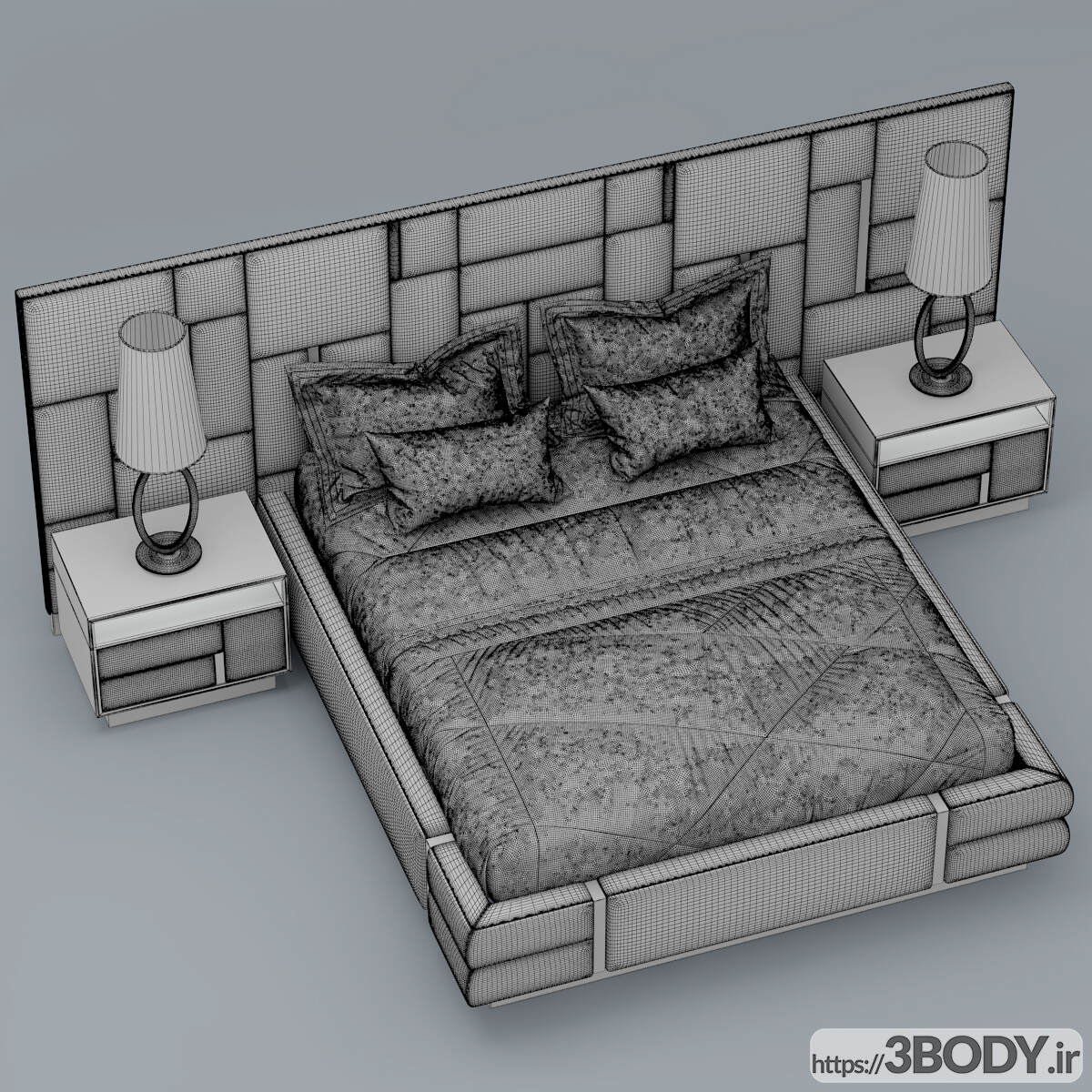 آبجکت سه بعدی تخت خواب دو نفره عکس 3