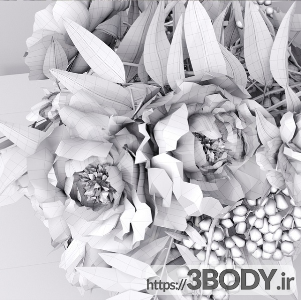 آبجکت سه بعدی گل و برگ انگور همراه گلدان عکس 6