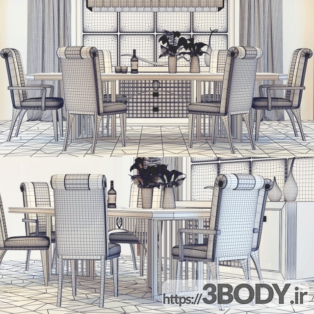 مدل سه بعدی میز و صندلی عکس 3