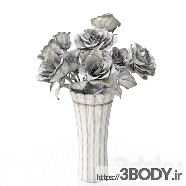 مدل  سه بعدی گل و گیاه دسته گل رز عکس 3