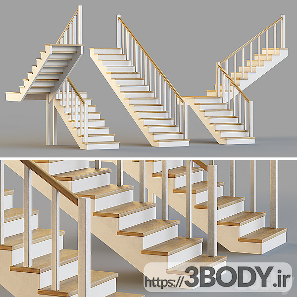 مدل سه بعدی پله چوبی عکس 1