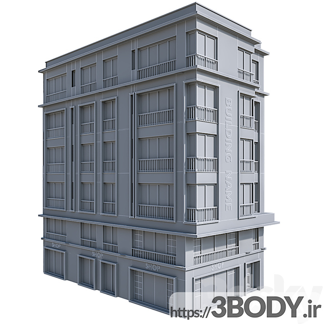 مدل سه بعدی ساختمان مسکونی مدرن عکس 3
