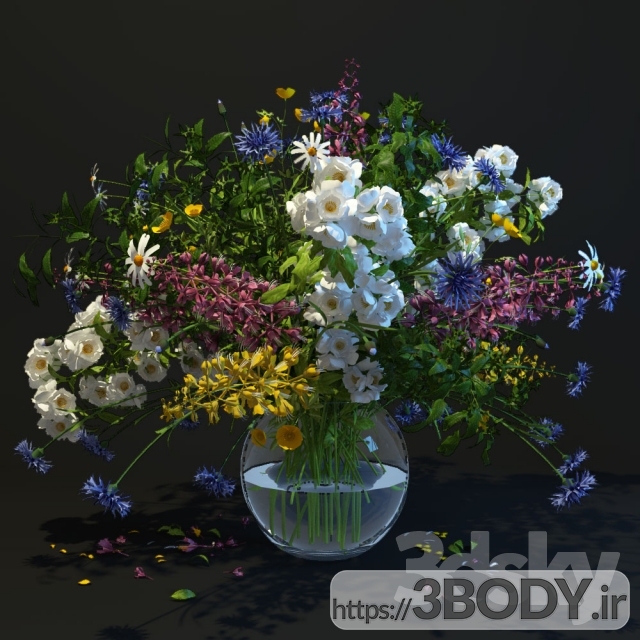 مدل  سه بعدی گل و گیاه دسته گل گلهای وحشی عکس 1