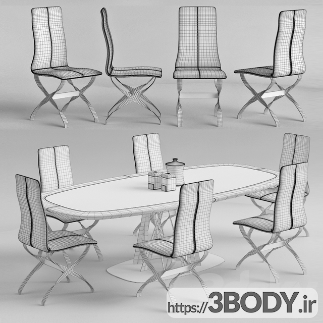 مدل سه بعدی ست میز و صندلی عکس 2