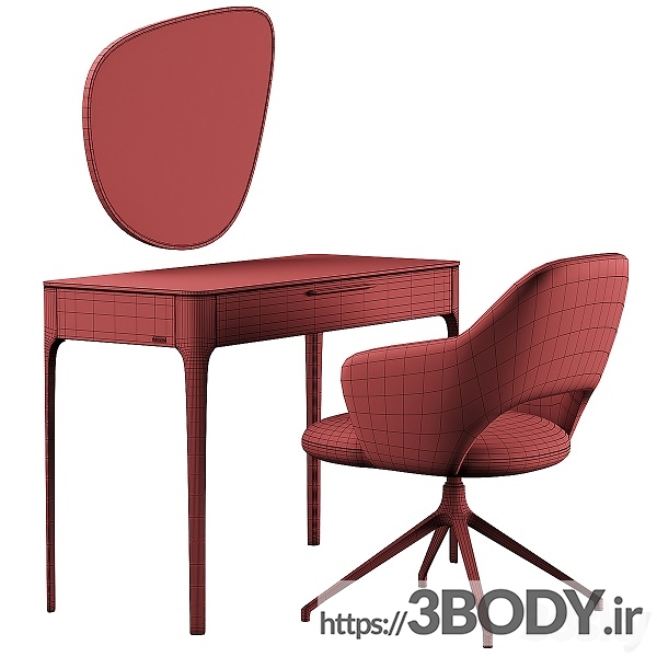 آبجکت سه بعدی میز و صندلی آرایشی عکس 5
