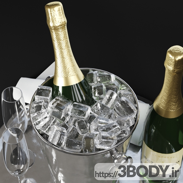 آبجکت سه بعدی شامپاین عکس 2
