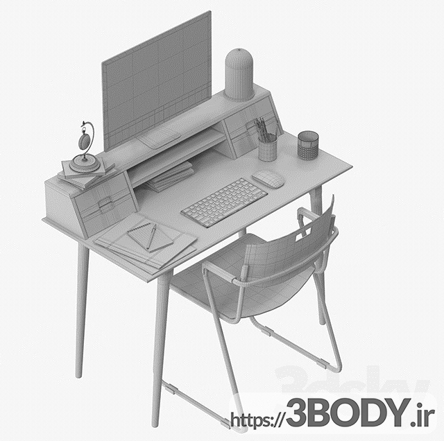 آبجکت سه بعدی میز و صندلی کار عکس 3