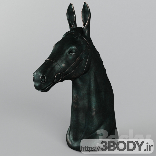 مدل سه بعدی مجسمه سر اسب عکس 1
