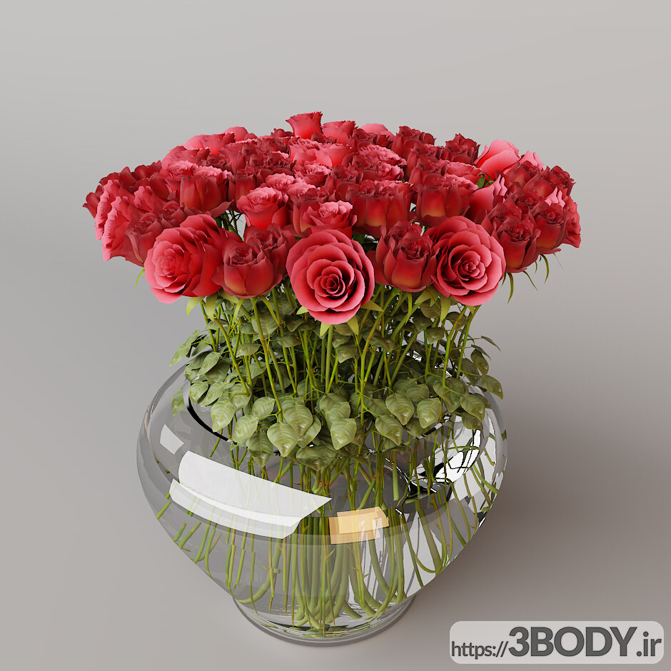 مدل سه بعدی  گلدان گل رز عکس 1