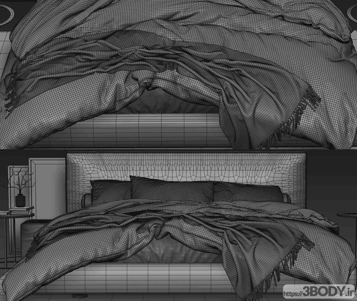 آبجکت سه بعدی تختخواب دو نفره ایتالیایی عکس 2