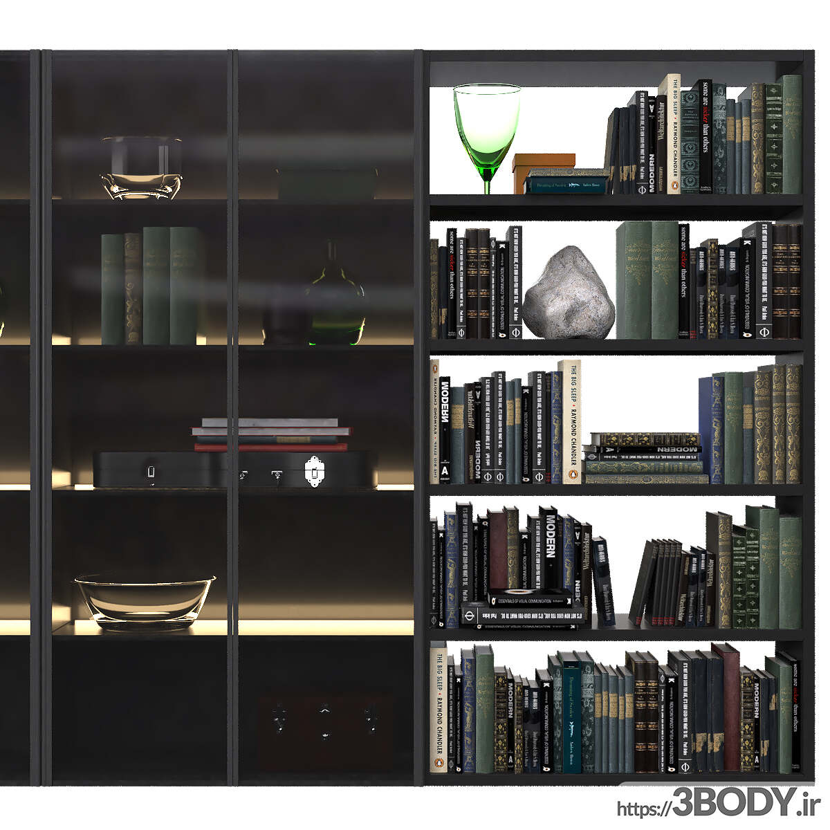 مدل سه بعدی دکور زیبای کتابخانه عکس 4