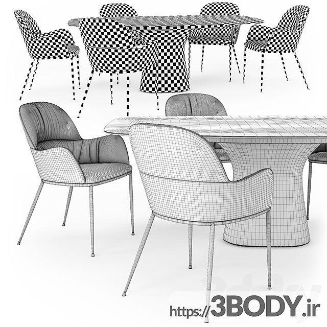 آبجکت سه بعدی میز و صندلی عکس 5