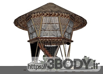 صحنه داخلی و خارجی خارجی کلبه چوبی برای sketchupt عکس 4