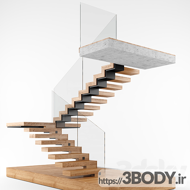 مدل سه بعدی راه پله داخلی مدرن عکس 7