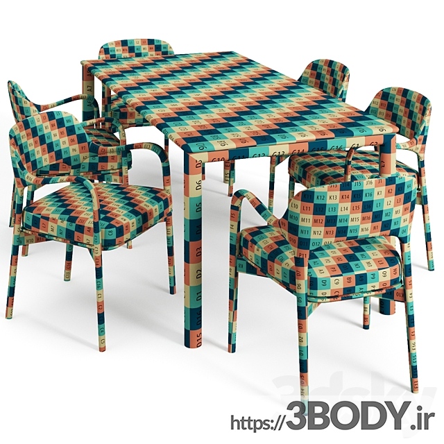 آبجکت سه بعدی میز و صندلی مدرن عکس 3