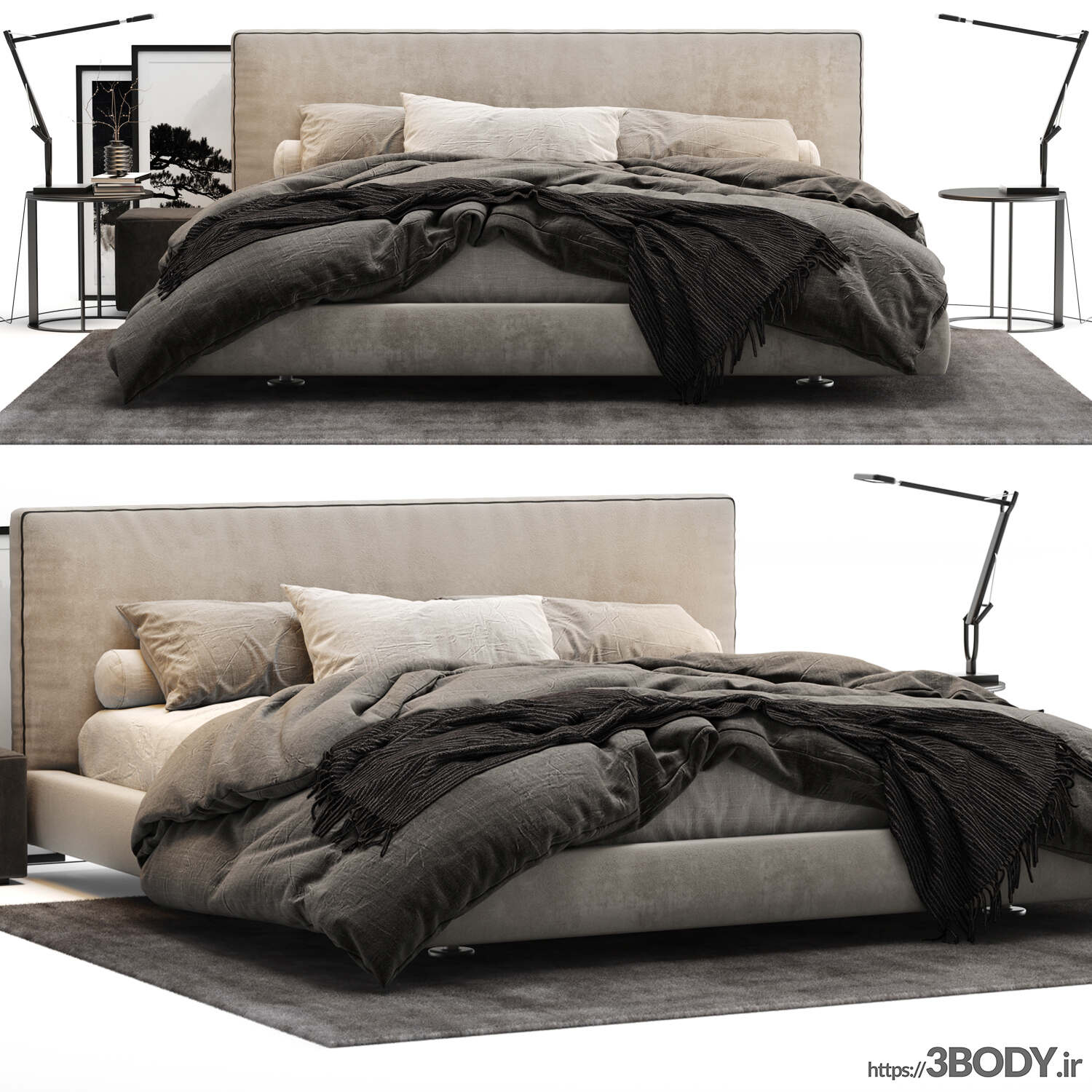 آبجکت سه بعدی تختخواب دو نفره ایتالیایی عکس 3