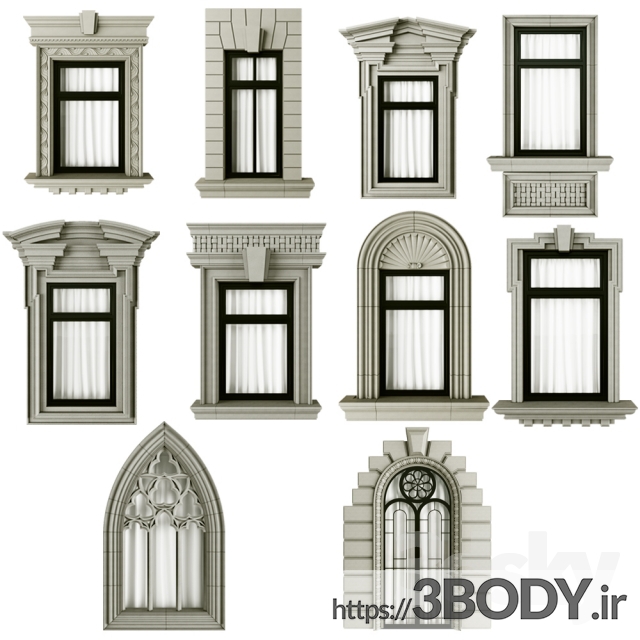 مدل سه بعدی قاب پنجره کلاسیک عکس 1