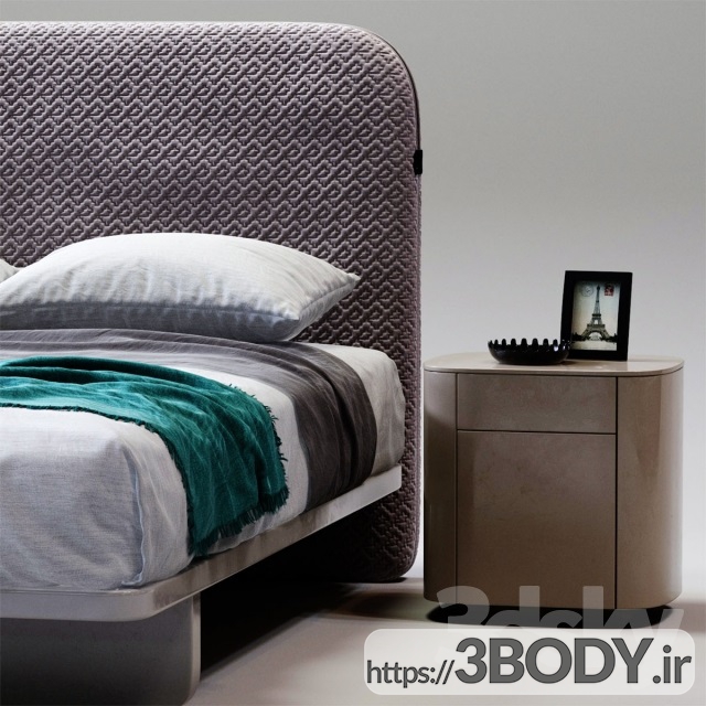 مدل سه بعدی تختخواب دو نفره عکس 3