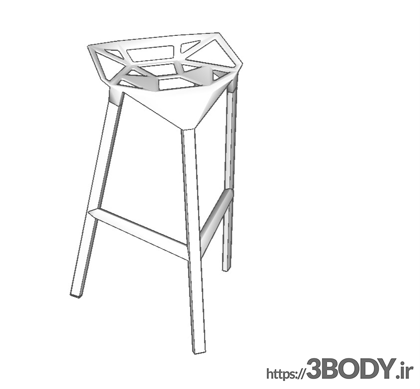 مدلی سه بعدی اسکچاپ - صندلی چهار پایه عکس 1