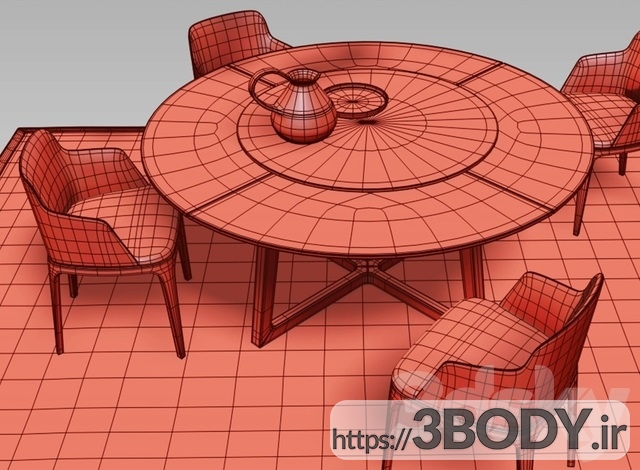مدل ۳ بعدی میز و صندلی عکس 3