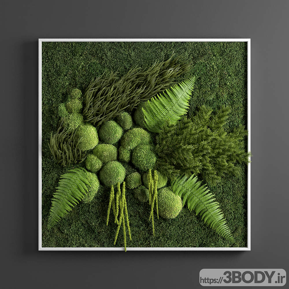 مدل سه بعدی گل و گیاه پنل سبز عکس 1