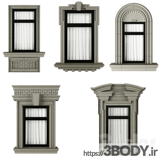 مدل سه بعدی قاب پنجره کلاسیک عکس 2