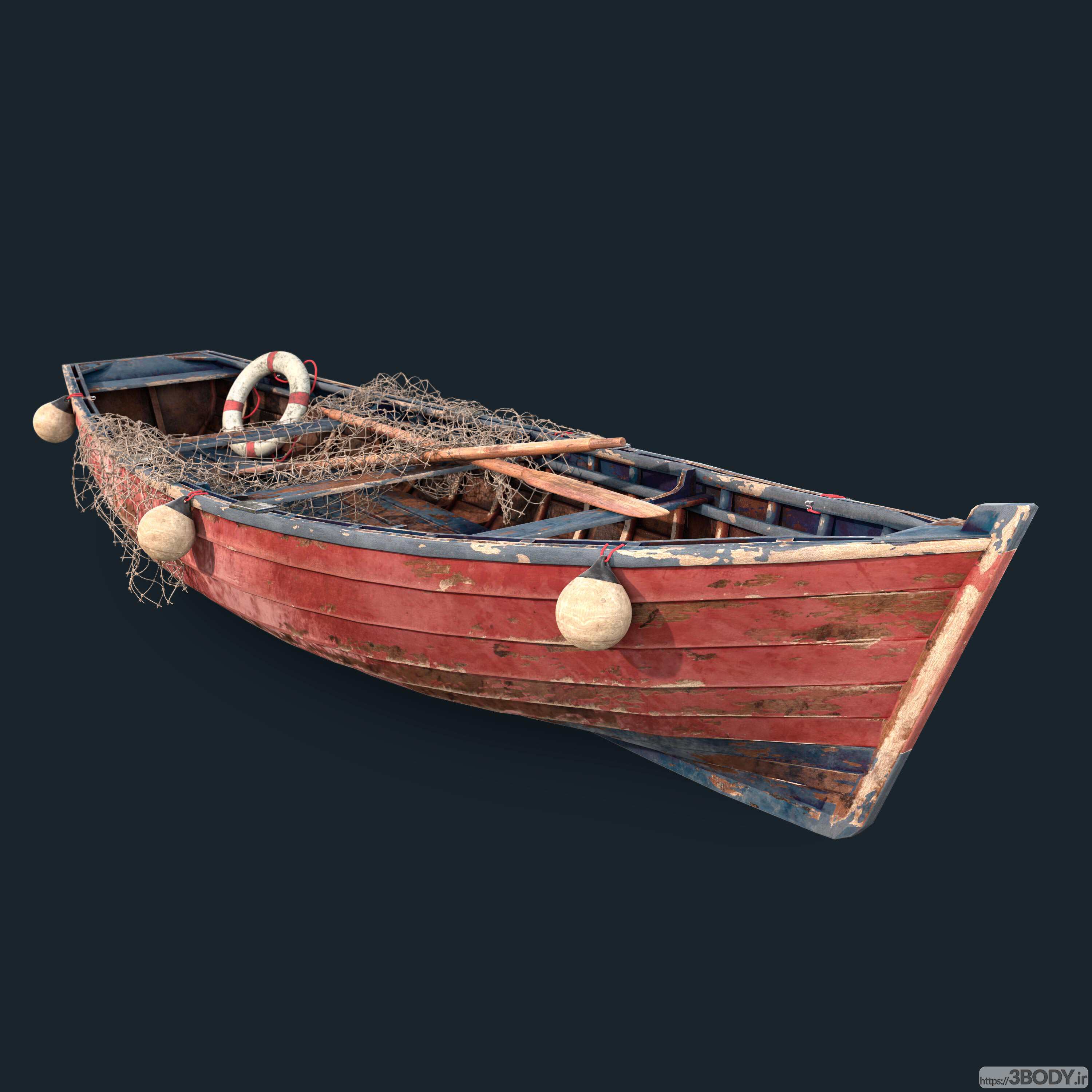 آبجکت سه بعدی قایق ماهیگیری قدیمی عکس 1