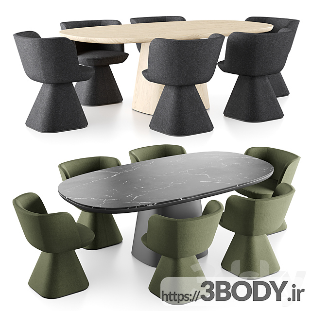 آبجکت سه بعدی میز و صندلی عکس 1