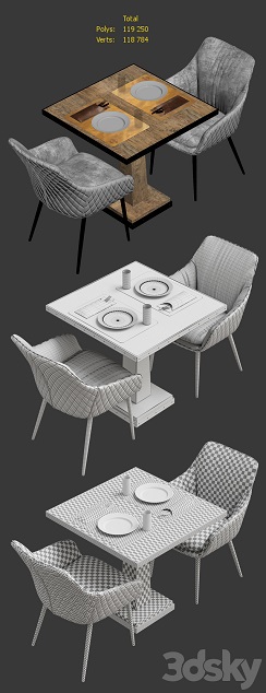 آبجکت سه بعدی میز و صندلی ریچموند عکس 3
