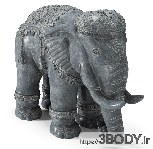 مدل سه بعدی مجسمه سنگی فیل عکس 2