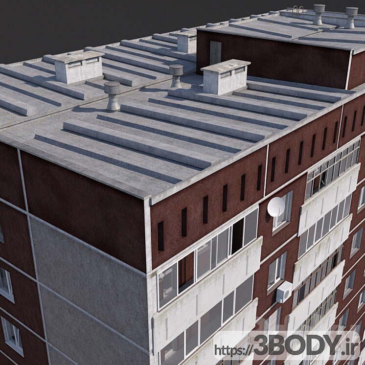 آبجکت سه بعدی ساختمان مسکونی چند طبقه عکس 2