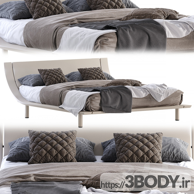 مدل سه بعدی تخت خواب دو نفره عکس 1