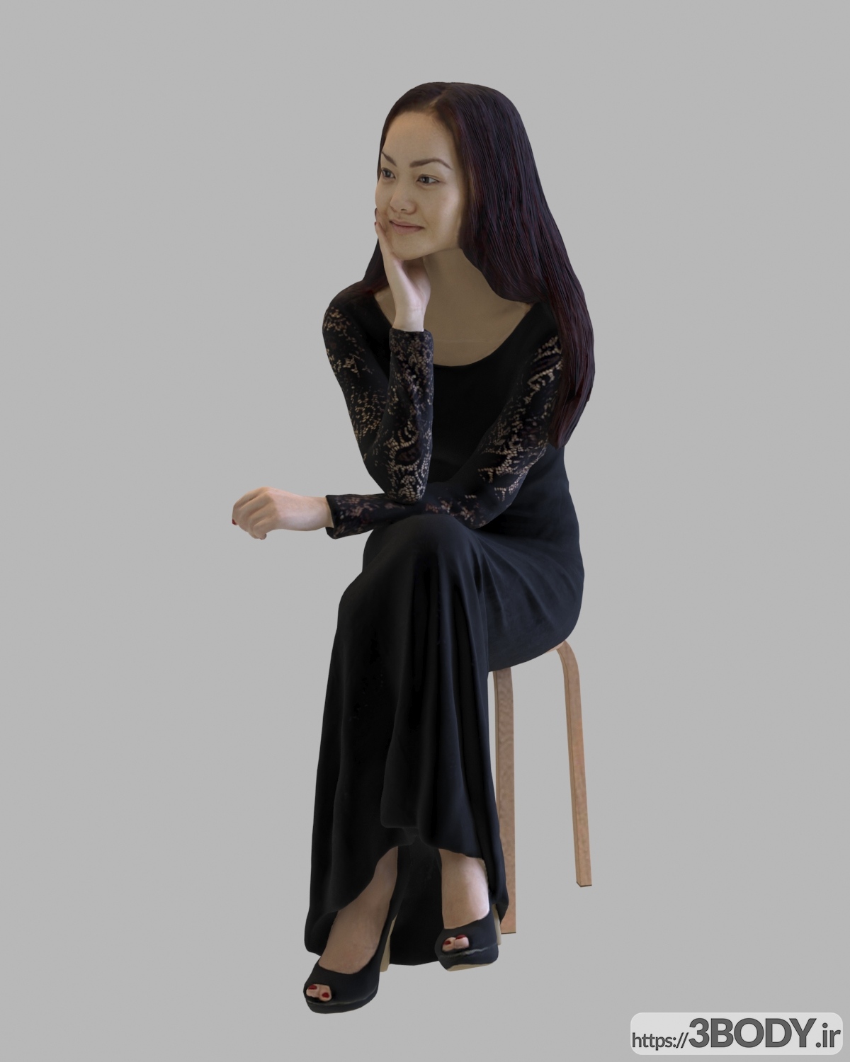 آبجکت سه بعدی زن نشسته عکس 1