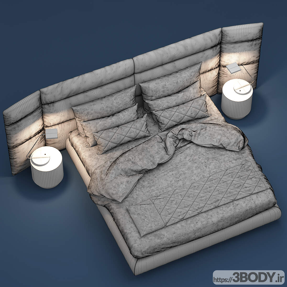 مدل سه بعدی تخت خواب دو نفره عکس 4