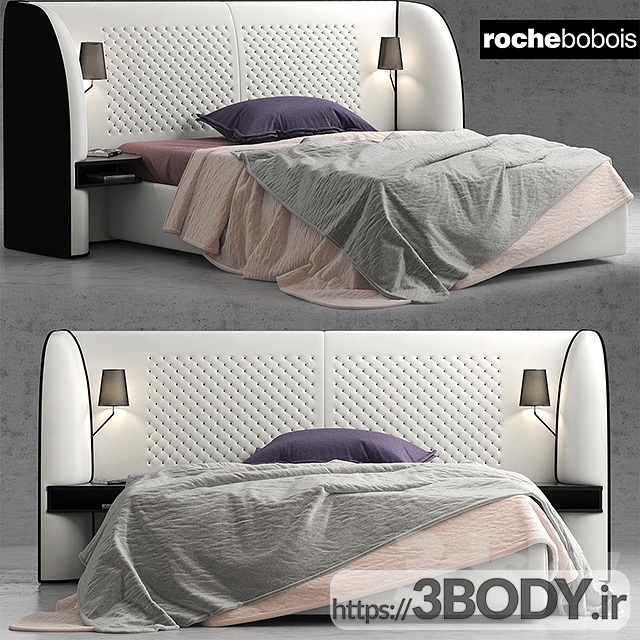 مدل سه بعدی تخت خواب یک نفره عکس 2