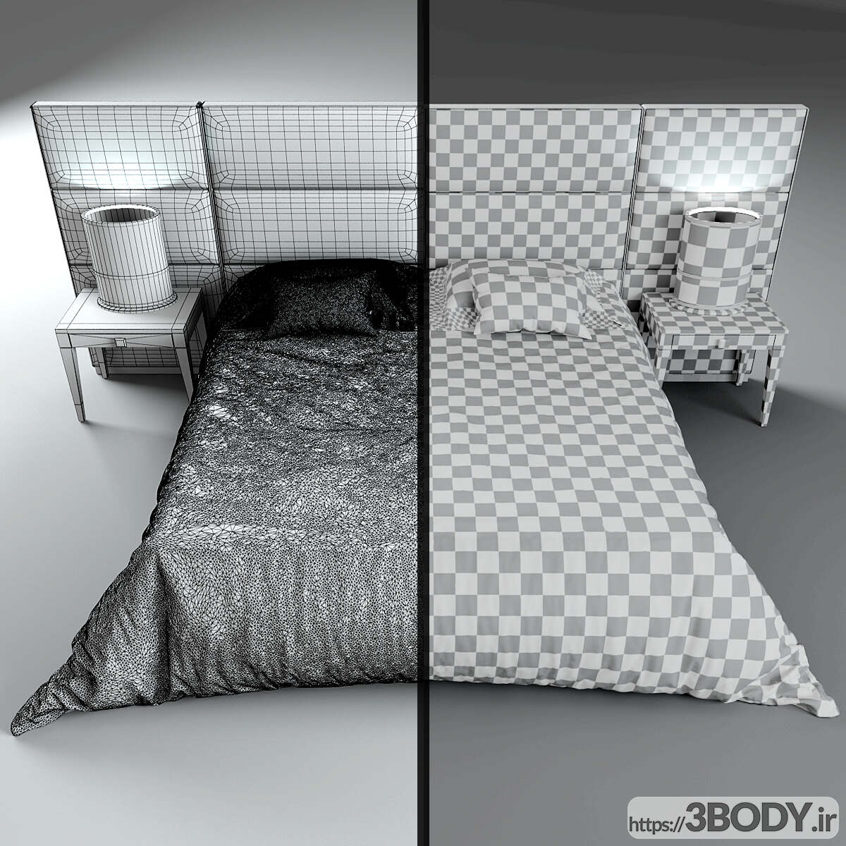 آبجکت سه بعدی تخت خواب دو نفره عکس 4