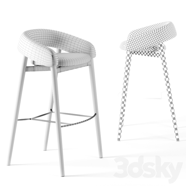 آبجکت سه بعدی صندلی پایه بلند عکس 2