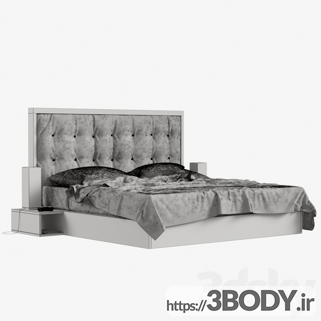 مدل سه بعدی تخت خواب سفید عکس 2