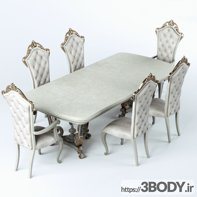 مدل سه بعدی میز و صندلی ناهار خوری گروه تورو باروک عکس 2