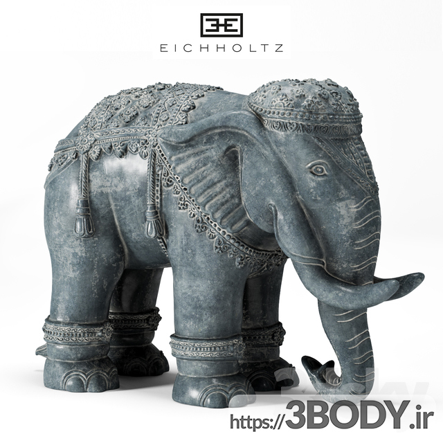 مدل سه بعدی مجسمه سنگی فیل عکس 1